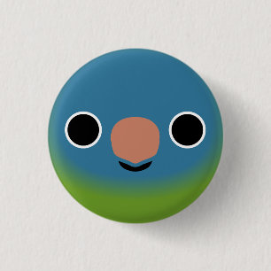 Badge Rond 2,50 Cm Le visage d'une perruche à couronne bleue