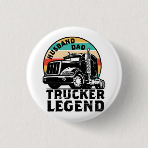 Badge Rond 2,50 Cm Légende du camionneur papa mari