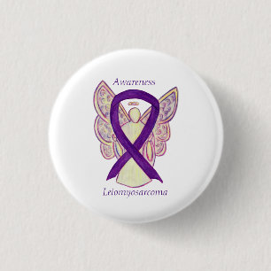 Badge Rond 2,50 Cm Leiomyosarcoma Purple Award Ribbon Angel Pin