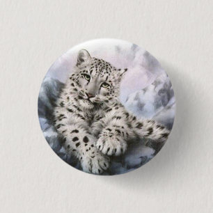 Badge Rond 2,50 Cm Léopard de neige