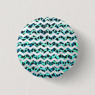 Badge Rond 2,50 Cm Léopard noir et Turquoise