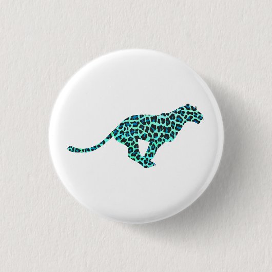 Badge Rond 2,50 Cm Léopard noir et Turquoise (Devant)