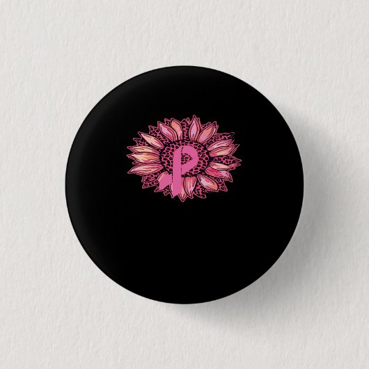 Badge Rond 2,50 Cm Leopard Sunflower Sensibilisation au cancer du sei (Devant)