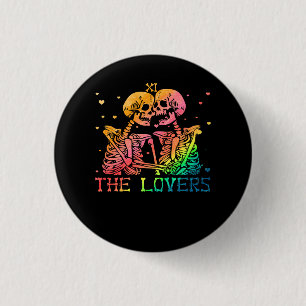 Badge Rond 2,50 Cm Les amoureux Tarot arc-en-ciel Skeleton gay lesbie