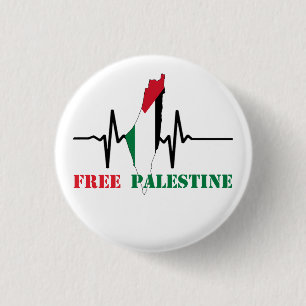 Badge Rond 2,50 Cm Les battements de coeur de la carte Palestine-Free