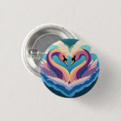 Badge Rond 2,50 Cm Les cygnes amoureux (Devant & derrière)