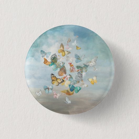 Badge Rond 2,50 Cm Les papillons dans les nuages (Devant)