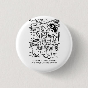 Badge Rond 2,50 Cm Les Spationautes à bord d'un vaisseau spatial ente