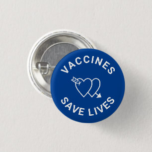 Badge Rond 2,50 Cm Les vaccins sauvent des vies bleu blanc coeurs mig