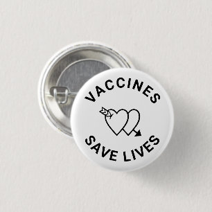 Badge Rond 2,50 Cm Les vaccins sauvent des vies Coeurs noirs et blanc