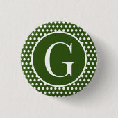 Badge Rond 2,50 Cm Lettre classique Pois rétro vert foncé (Devant)