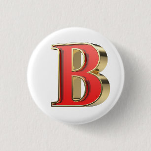 Badge Rond 2,50 Cm Lettre en verre rouge B