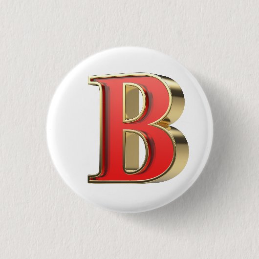 Badge Rond 2,50 Cm Lettre en verre rouge B (Devant)