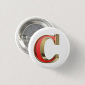 Badge Rond 2,50 Cm Lettre en verre rouge C (Devant & derrière)