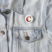 Badge Rond 2,50 Cm Lettre en verre rouge C (En situation)