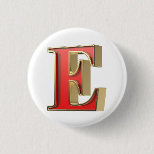 Badge Rond 2,50 Cm Lettre en verre rouge E