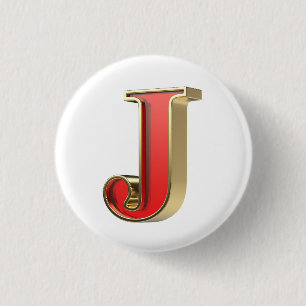 Badge Rond 2,50 Cm Lettre en verre rouge J