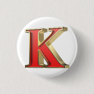 Badge Rond 2,50 Cm Lettre en verre rouge K