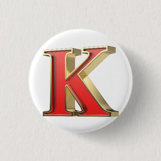 Badge Rond 2,50 Cm Lettre en verre rouge K (Devant)