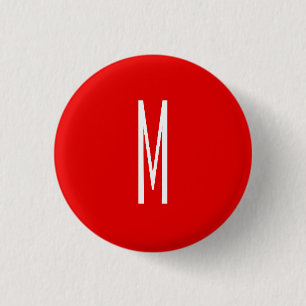 Badge Rond 2,50 Cm Lettre initiale Monogramme Style moderne Rouge Bla