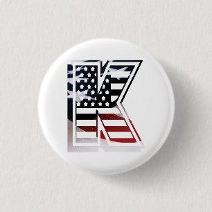 Badge Rond 2,50 Cm Lettre K Monogramme Initial USA
