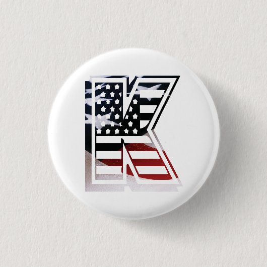 Badge Rond 2,50 Cm Lettre K Monogramme Initial USA (Devant)