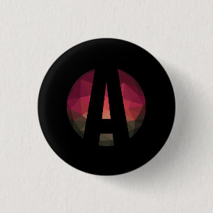 Badge Rond 2,50 Cm Lettre monogramme rose noir moderne ombre