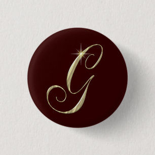 Badge Rond 2,50 Cm LETTRE MONOGRAPHIQUE OR G Initiales