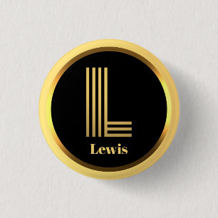 BADGE ROND 2,50 CM LETTRE MONOMOBILE D'OR PERSONNALISÉE L