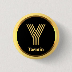 BADGE ROND 2,50 CM LETTRE MONOMOBILE EN OR PERSONNALISÉ Y