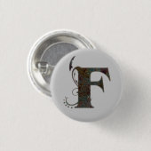 Badge Rond 2,50 Cm Lettres F - Bouton Carré (Devant & derrière)
