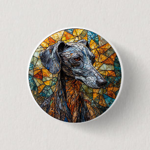 Badge Rond 2,50 Cm Lévrier italien Art en Verre Cathédrale
