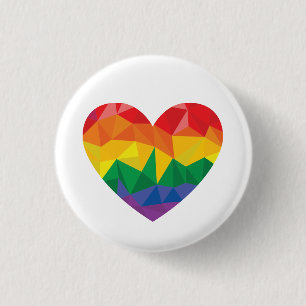 Badge Rond 2,50 Cm LGBTQ+ Fierté Coeur géométrique Arc-en-ciel