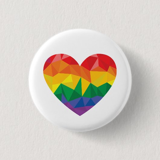 Badge Rond 2,50 Cm LGBTQ+ Fierté Coeur géométrique Arc-en-ciel (Devant)