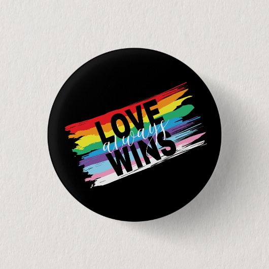 Badge Rond 2,50 Cm LGBTQIA L'amour gagne toujours, Pride Rainbow Hear (Devant)