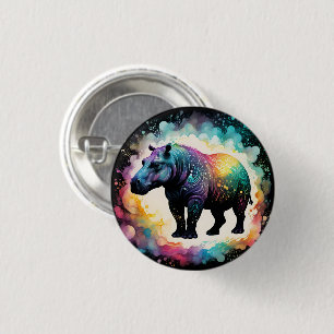 Badge Rond 2,50 Cm L'hippopotame spectral : un voyage holographique