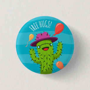 Badge Rond 2,50 Cm Libérez l'illustration de cactus d'étreintes -