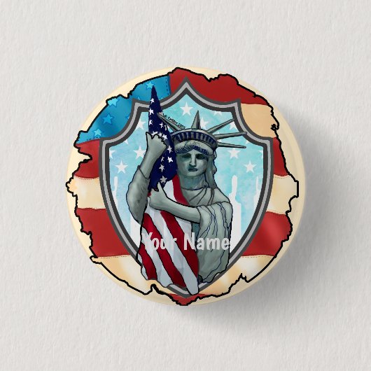 Badge Rond 2,50 Cm Liberté USA (Devant)