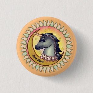 Badge Rond 2,50 Cm Licorne de Lune Noire