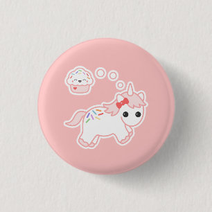 Badge Rond 2,50 Cm Licorne rêveuse de petit gâteau