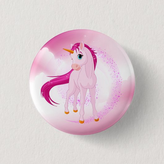 Badge Rond 2,50 Cm licorne rose (Devant)