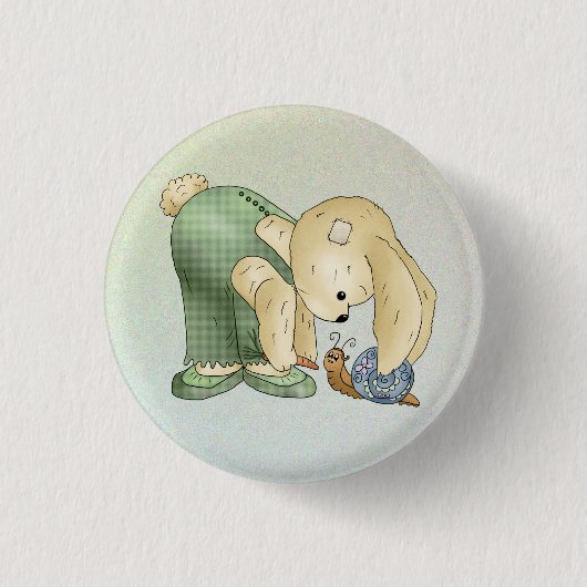 Badge Rond 2,50 Cm Lièvre et escargot (Devant)