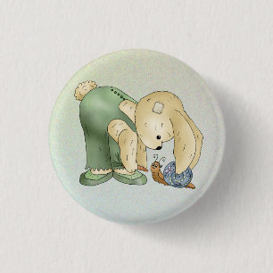 Badge Rond 2,50 Cm Lièvre et escargot