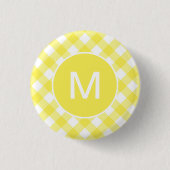 Badge Rond 2,50 Cm Light Yellow Classic Gingham Pattern Monogram (Devant)