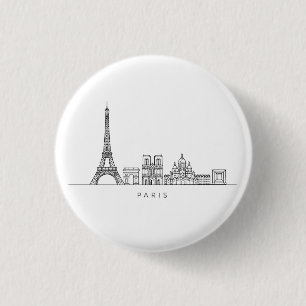 Badge Rond 2,50 Cm Ligne artistique minimaliste de la skyline de Pari
