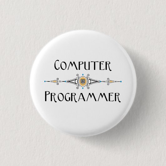 Badge Rond 2,50 Cm Ligne de programmeur informatique (Devant)