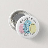 Badge Rond 2,50 Cm Ligne lapin minimaliste Art Oeufs de Pâques Printe (Devant & derrière)