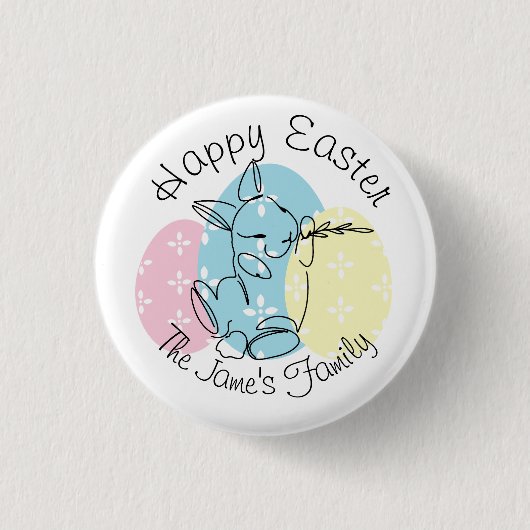 Badge Rond 2,50 Cm Ligne lapin minimaliste Art Oeufs de Pâques Printe (Devant)