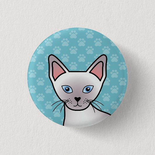 Badge Rond 2,50 Cm Lilac Point Siamese Reproduisent Dessin de chat de (Devant)