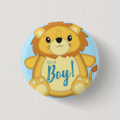 Badge Rond 2,50 Cm Lion Baby shower bleu (Devant)